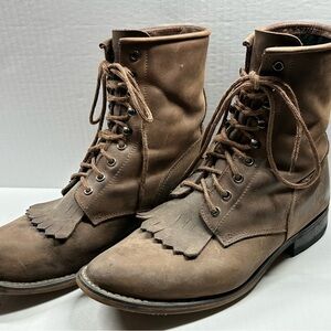 Durango Packer Kiltie Brown Leather Western Cowboy Ankle Boots Men’s Size 10EE